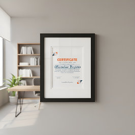 Modern Blue Orange Certificate of Achievement Prof