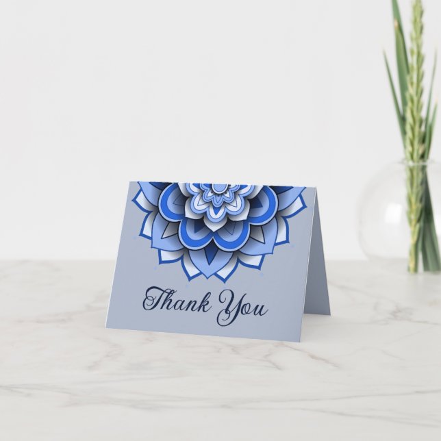 Modern Blue Paper Schnitt Mandala Vielen Dank Dankeskarte (Vorderseite)