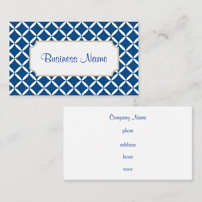 Modern Blue Pattern Business Card Visitenkarte (Vorne/Hinten)