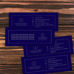 Modern Blue Personalisiert Monogram Beruflich Mini Visitenkarte