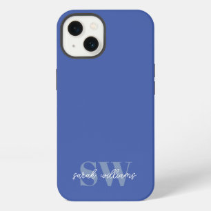 Modern Blue Personalisiert Monogram Name iPhone Hülle