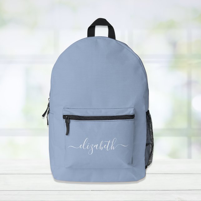 Modern Blue Personalisiert Script Bedruckter Rucksack (Von Creator hochgeladen)