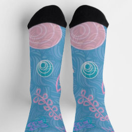Modern Blue Pink and Purple Floral Tulip Socken