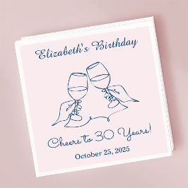 Modern Blue&PinkCheers bis 30 Jahre Geburtstag Nap Serviette