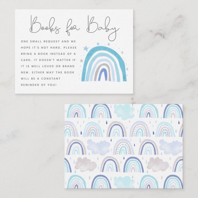 Modern Blue Rainbow Baby Showbuchanfrage Begleitkarte (Vorne/Hinten)