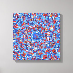 Modern Blue Red Fraktal Abstrakt Geometric Leinwanddruck