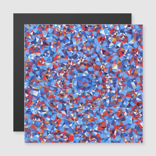 Modern Blue Red Fraktal Abstrakt Geometric Magnetkarte (Vorne/Hinten)