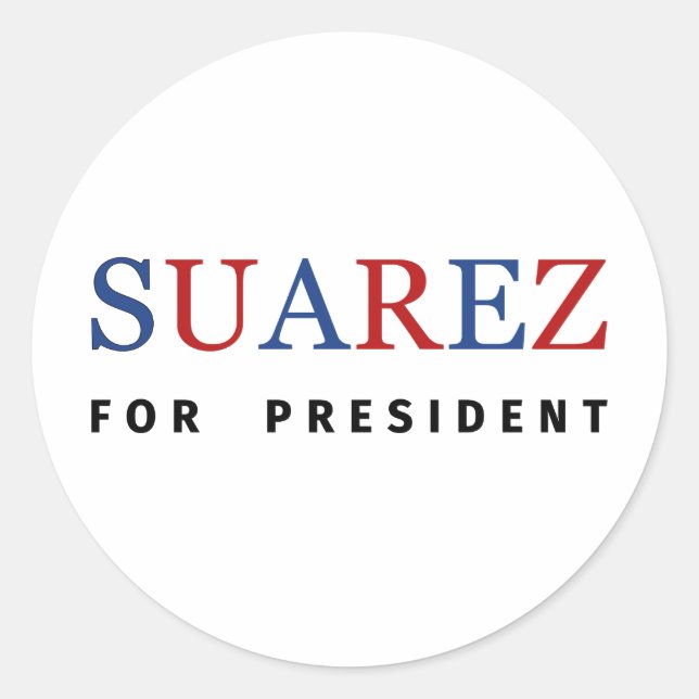 Modern Blue Red Francis Suarez für Präsident Runder Aufkleber (Vorderseite)