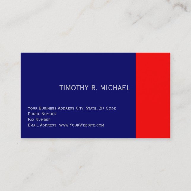 Modern Blue Red Simple Schlicht Business Card Visitenkarte (Vorderseite)