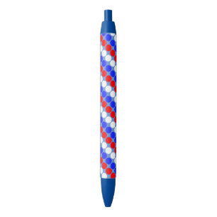 Modern Blue Red White Dottes Streifen auf Sky Blue Kugelschreiber