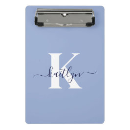 Modern Blue Script Monogram Mini Klemmbrett