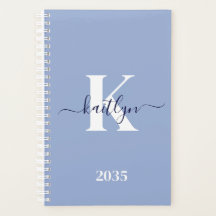 Modern Blue Script Monogram