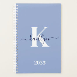 Modern Blue Script Monogram Planer