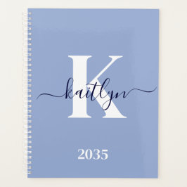 Modern Blue Script Monogram Planer