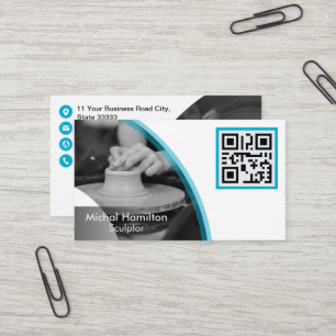 Modern Blue Sculptor Business Card Visitenkarte