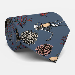 Modern Blue Skeleton Scuba Divers Necktie Krawatte