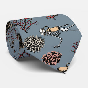 Modern Blue Skeleton Scuba Divers Necktie Krawatte