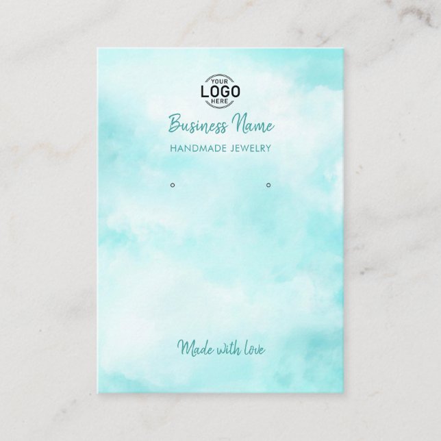 Modern Blue Sky Clouds Ohrringe Display Card Visitenkarte (Vorderseite)