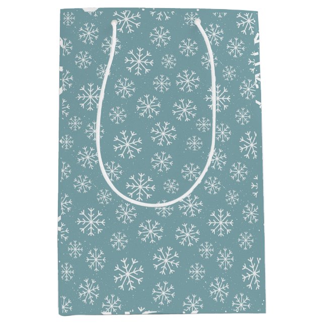 Modern Blue Snowflake Mittlere Geschenktüte (Vorderseite)