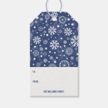 Modern Blue Snowflake Weihnachtsgeschenk Tag