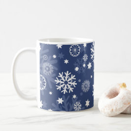 Modern Blue Snowflake Weihnachtskaffee Tasse