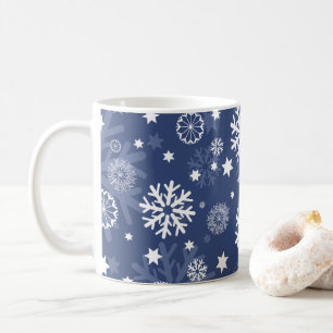 Modern Blue Snowflake Weihnachtskaffee Tasse