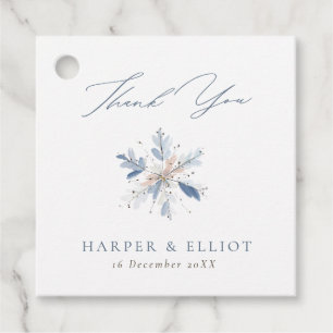 Modern Blue Snowflake Winter Wedding Danke Geschenkanhänger