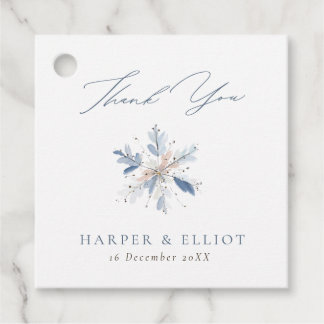 Modern Blue Snowflake Winter Wedding Danke Geschenkanhänger