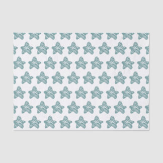 Modern Blue Star Sketch Pattern Seidenpapier