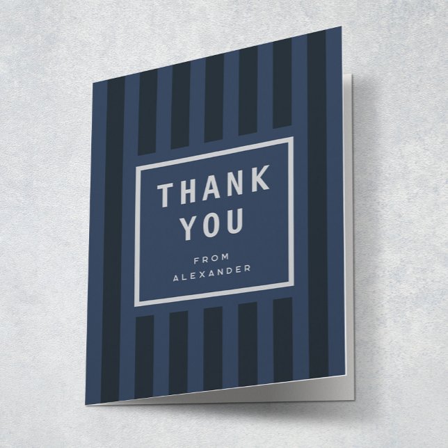 Modern Blue Stripes Graduation Thank You Dankeskarte (Von Creator hochgeladen)