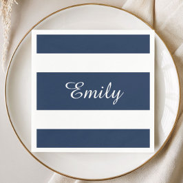 Modern Blue Stripes Mustername Serviette