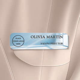 Modern Blue Sunbeam Magnetic Name Badge Custom Namensschild