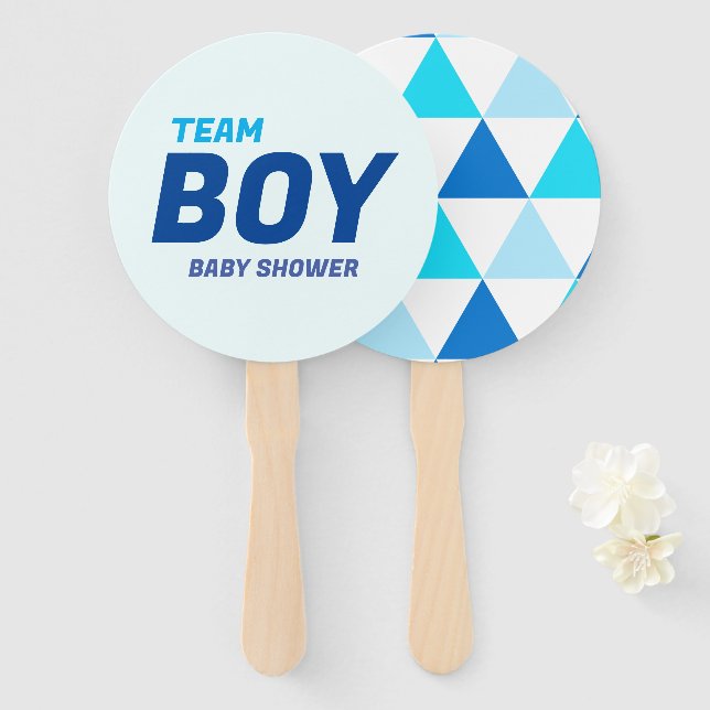 Modern Blue Team Boy Baby Shower Fächer (Vorne und Hinten)