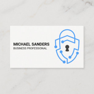 Modern Blue Tech Sicherheits Schild Logo Visitenkarte