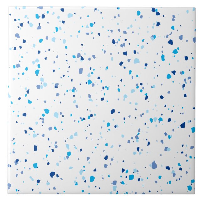 Modern Blue Terrazzo Muster Keramik Tile Fliese (Vorderseite)
