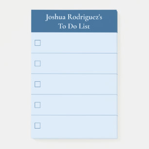 Modern Blue To Do List mit Name Post-it Klebezettel