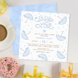 Modern Blue Typografy Baby Shower Einladung