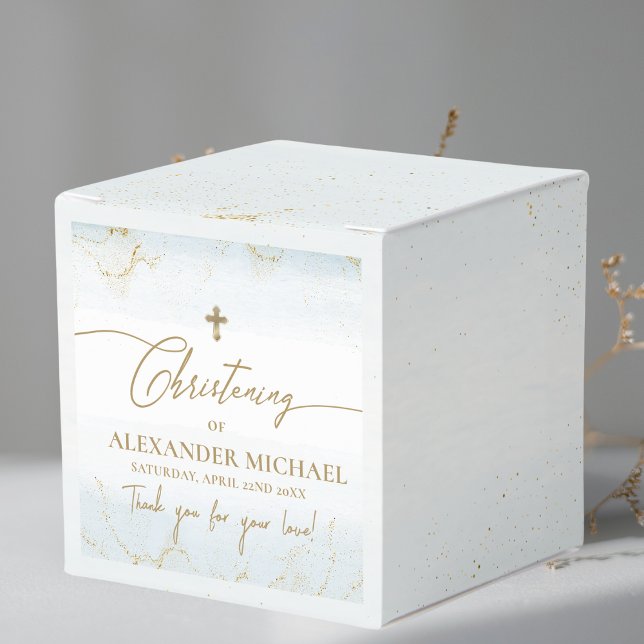 Modern Blue Vielen Dank Boy Gold Cross Christening Geschenkschachtel (Von Creator hochgeladen)