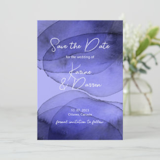 Modern Blue Violet Lavendel Save the Date