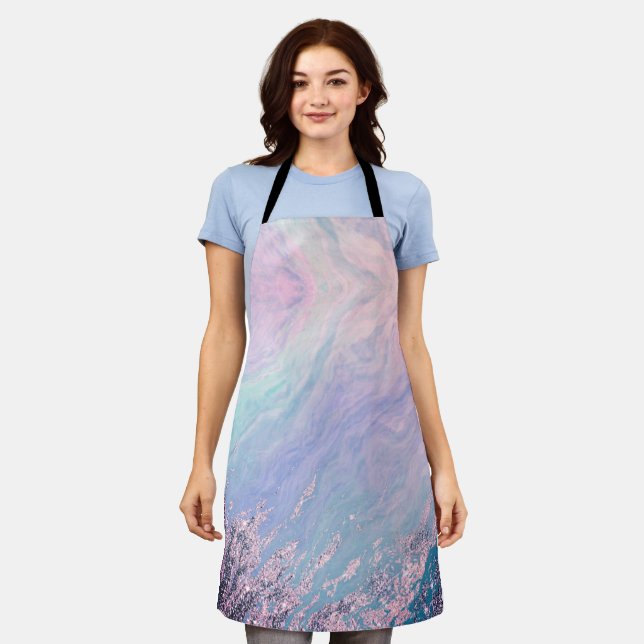 Modern Blue Violet Lila Marble Textur Abstrakt Schürze (Getragen)