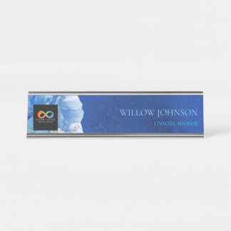 Modern Blue Water Audit Firm Custom Logo Desk  Schreibtischnamensplakette