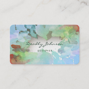Modern Blue Watercolor Abstrakt Elegante Cool Visitenkarte