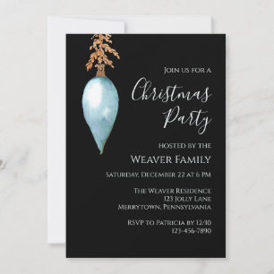Modern Blue Watercolor Weihnachten Party Einladung