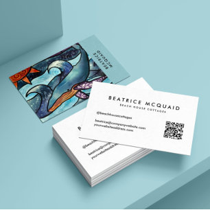 Modern Blue Watercolor Whale Business Card Visitenkarte