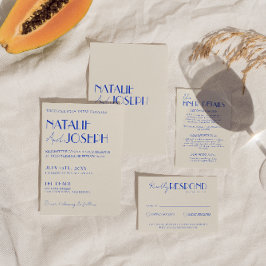 Modern Blue Whimsical French Retro Boho Wedding Einladung