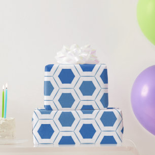 Modern Blue White Geometric Muster Geschenkpapier
