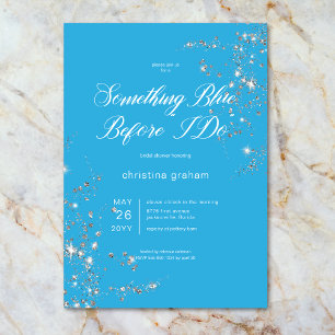 Modern Blue & White Glam Diamonds Brautparty Einladung