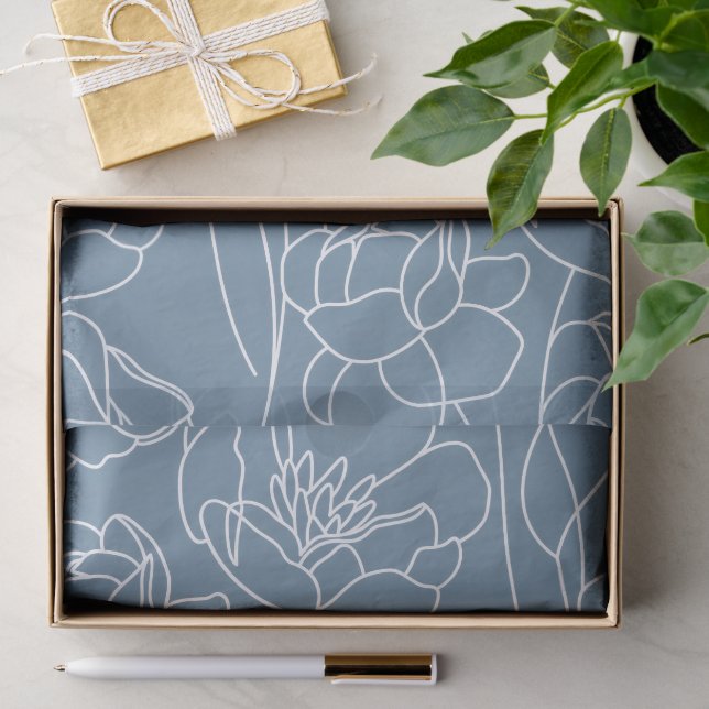 Modern Blue Wildflower  Seidenpapier (Geschenk)