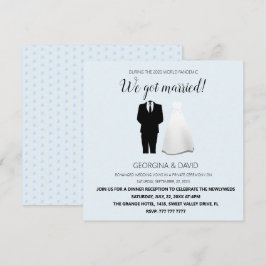 Modern Blue Wir Got Verheiratet! Hochzeit Ankündigung