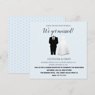 Modern Blue Wir Got Verheiratet!Hochzeit Ankündigung